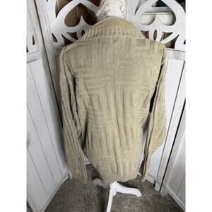 Vtg EDDIE BAUER Chunky Cable Knit Sweater Fisherman Apres-Ski Medium Tan